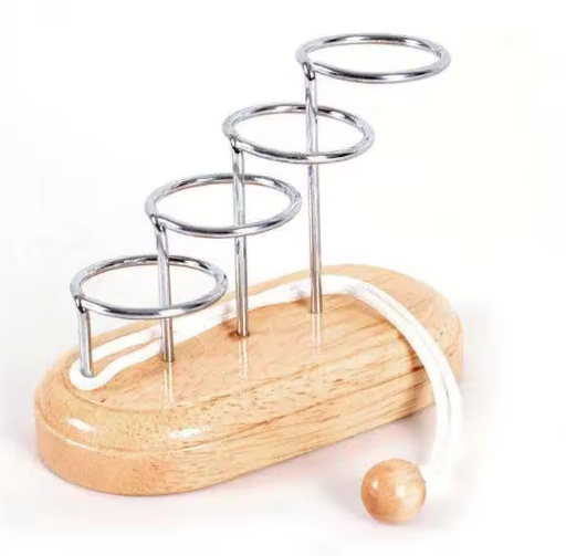 [7722] BRAIN PUZZLE Wood with rope 
