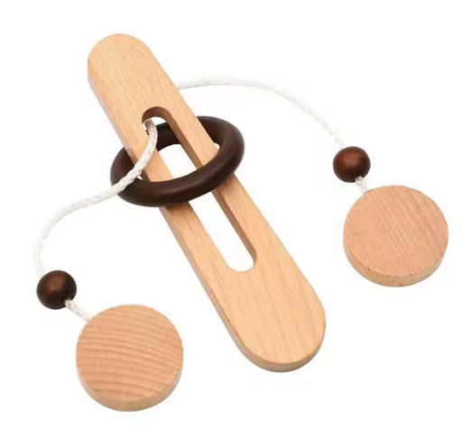 [7723] BRAIN PUZZLE Wood with rope 
