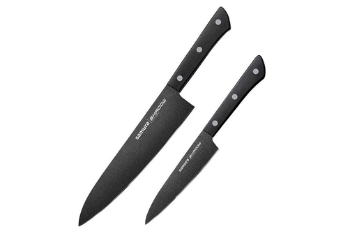[SH-0210] Samura SHADOW Set of 2 kitchen knives with black non-stick coating