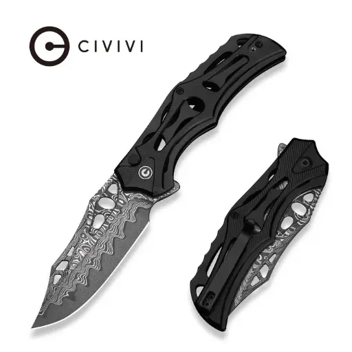 [C23083-DS1] CIVIVI Biophase Black Aluminum - Damascus 